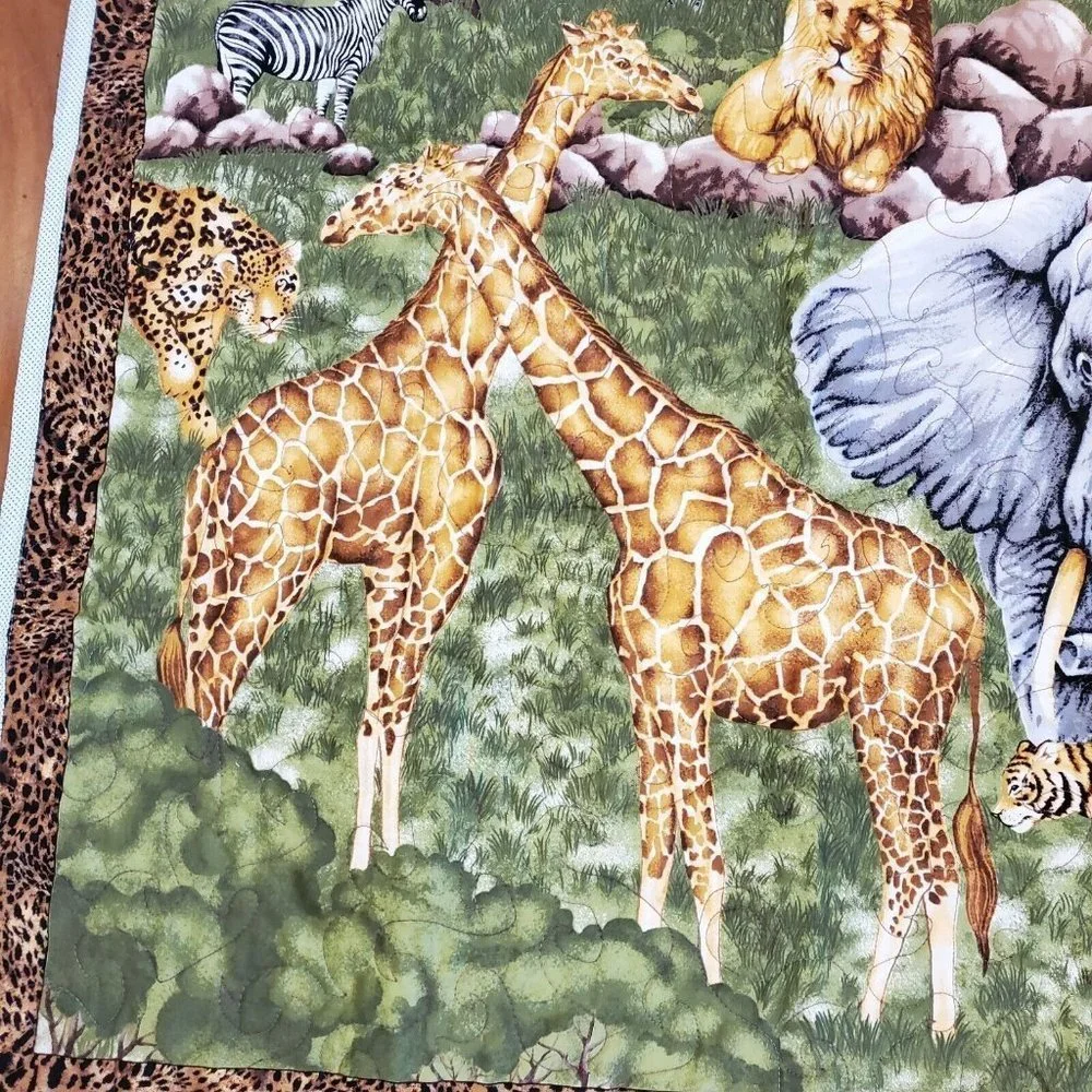 Jungle Wild Animals‎ Safari Baby Quilt Blanket Tapestry 2 Curtain Panels 43 X 72